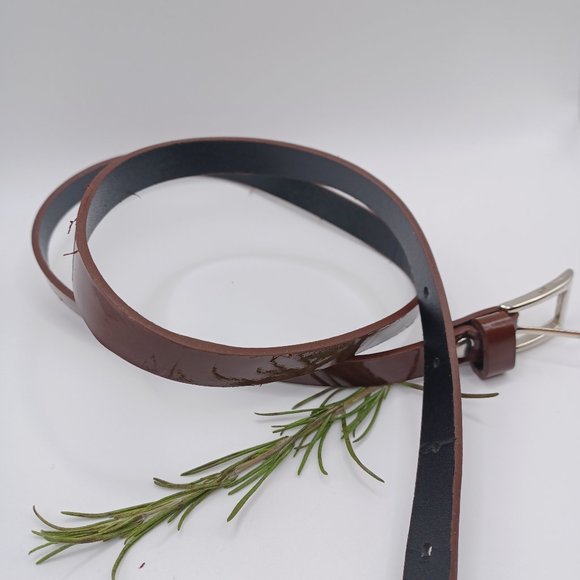 🍀3 for $15 - Burgundy Patent Faux Leather Belt - Picture 4 of 7